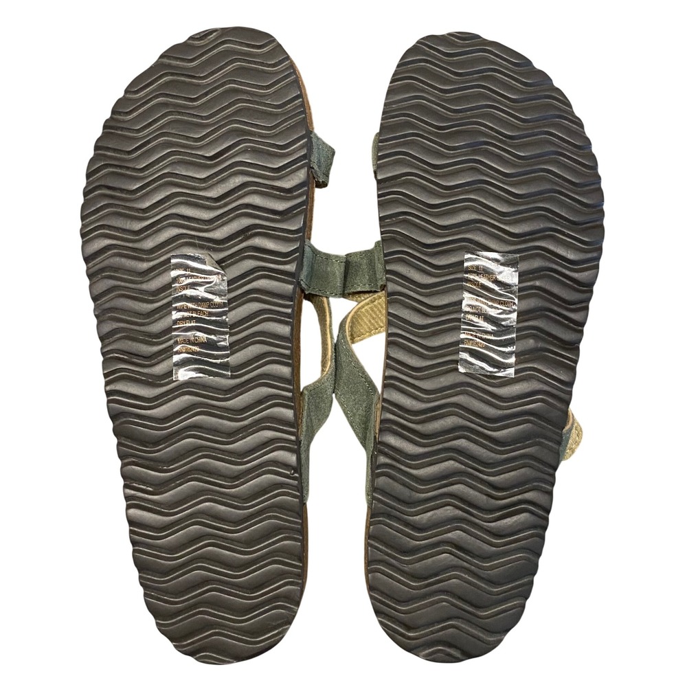 GAAHUU Womens Green Suede Braided T-Strap Buckle Slide Sandals Size 11 Boho - Picture 3 of 4